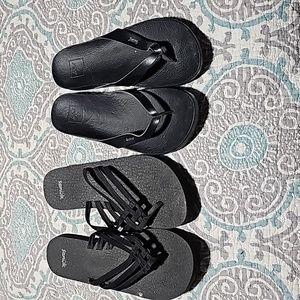 Women's Sanuk and Reef flip flops/sandals SZ 8